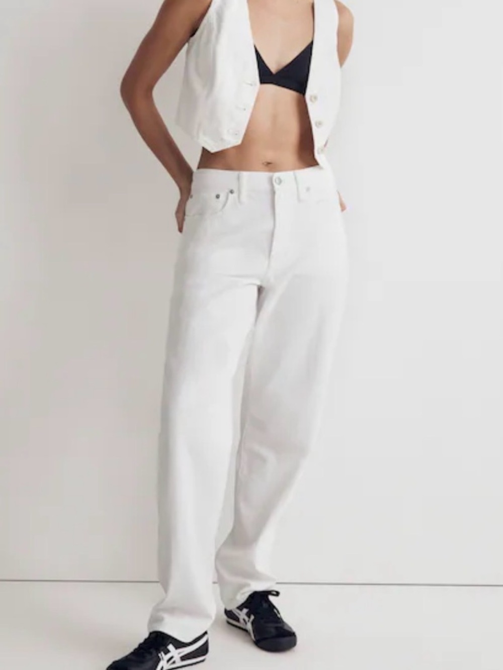 Madewell The Slouchy Boyjean White Denim Jeans Size 23 NEW